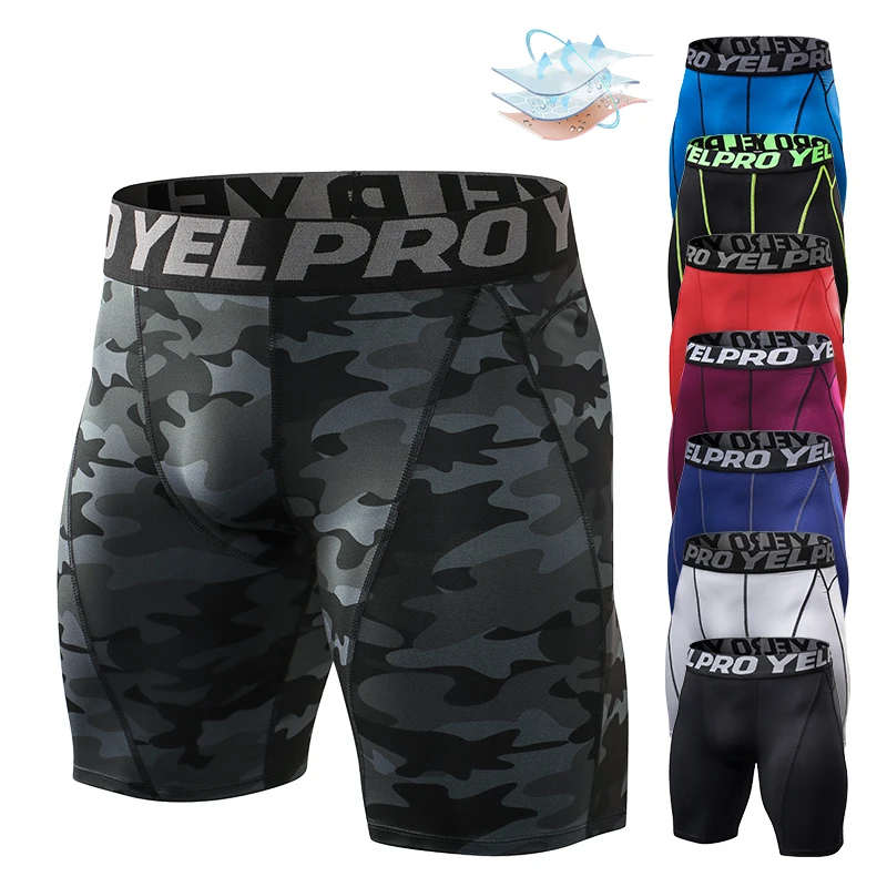 Men Fitness Compression Shorts Running Training Sport Shorts Tight Breathable Quick-drying Stretch Shorts Letter Belt Gym Shorts Sports & Entertainment