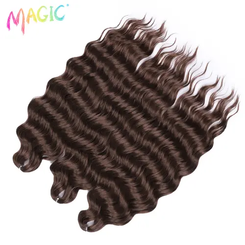 Anna Synthetic Hair 24 Inch Water Wave Braiding Hair Extensions Ombre Blonde Deep Wave Afro Curl Twist Crochet Hair for Women - Image 64