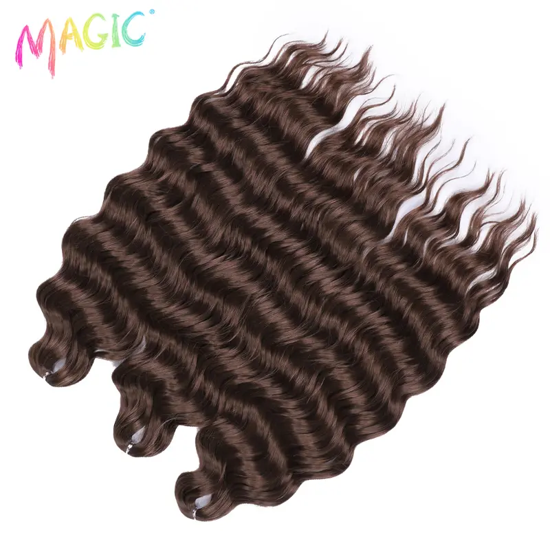 Anna Synthetic Hair 24 Inch Water Wave Braiding Hair Extensions Ombre Blonde Deep Wave Afro Curl Twist Crochet Hair for Women - Image 64