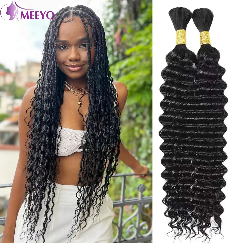 Human Hair Extensions Human Hair Bundles Braiding Hair Extensions Human Braiding Hair Deep Wave Bundles Human Braiding Hair Boho Braids Natural Black Bulk Human Hair Braiding No Weft Curly Extensions