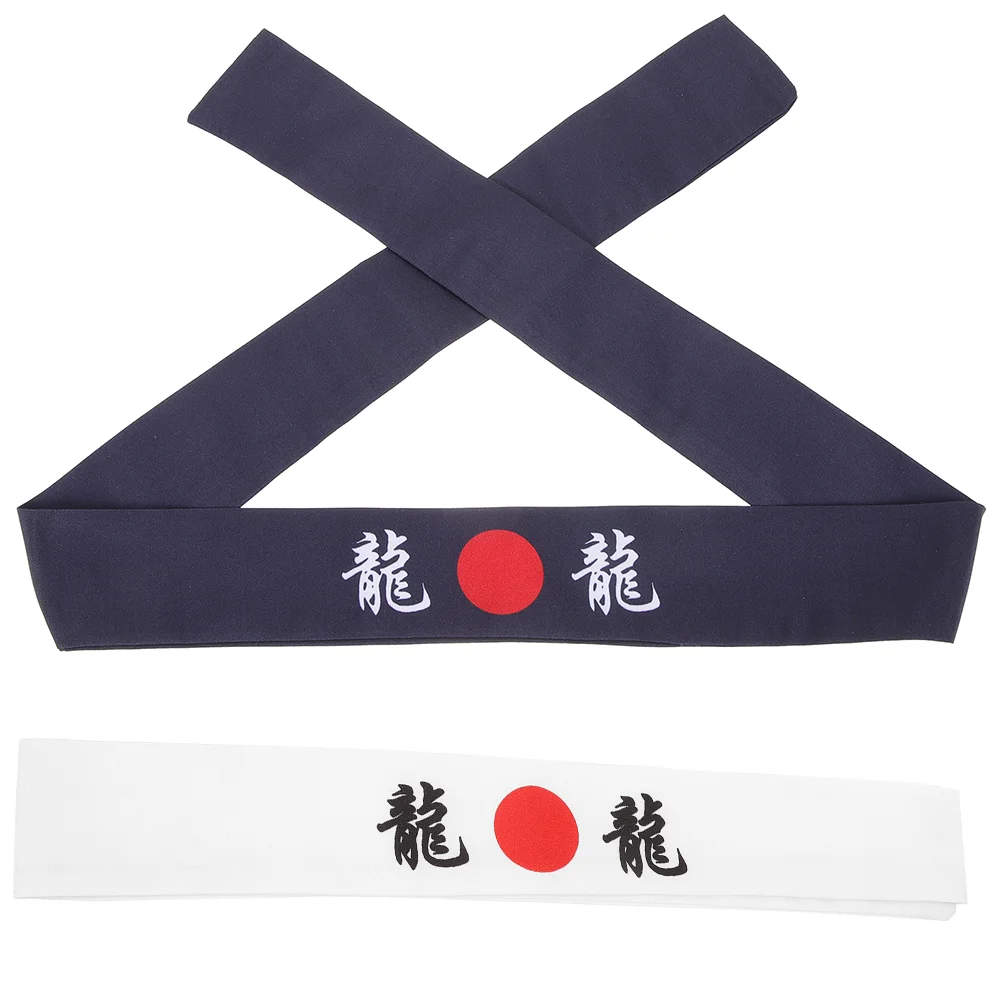 

2 Pcs Japanese Hair Band Bandana Ribbons Sushi Chef Headband for Samurai Karate Sports