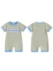 Father s Day Gift Adorable Baby Boy Romper with Letter Embroidery and Striped Design Perfect for Summer Outings and Daily Wear 1