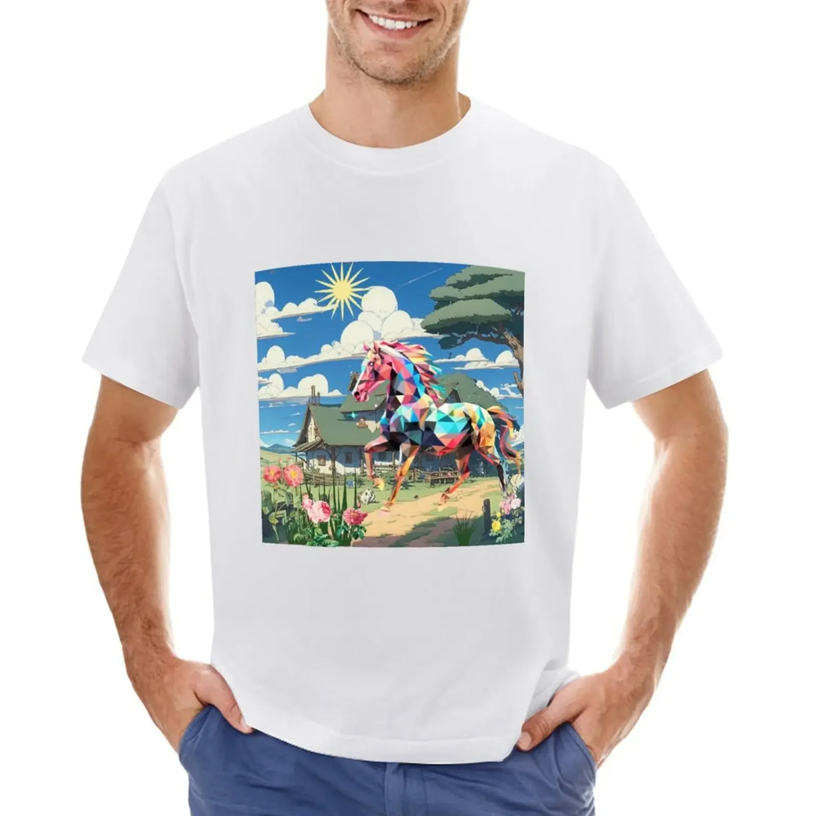 

Horse T-shirt blanks cute clothes vintage mens t shirt