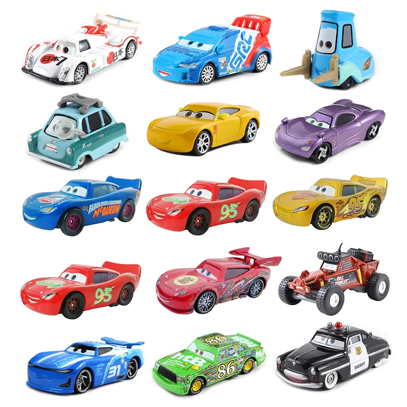 Car Toys Disney Car Pixar 2 3 Toy Lightning Mcqueen original mini racing Guido Cruz Ramirez Chick Hicks Sheriff Collection metal Kid Gift