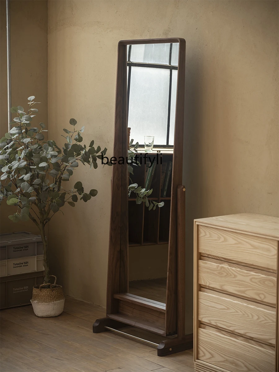 

Solid Wood Dressing Mirror Floor Full Body Fitting Bedroom Large Mirror Silent