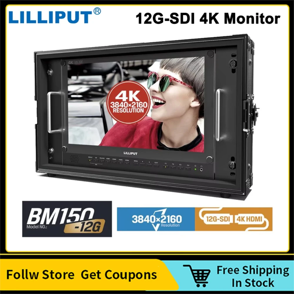 Lilliput 4K 12G-SDI input Broadcast Director Monitor BM150-12G 15.6 inch 4k HDMI For 6U Rackmount Multiviewer Camera Display