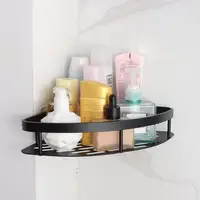 Bathroom Shelves Corner Shower Shelf Aluminum Wall Mount Shampoo Storage Rack Holders No Drill Kitchen Bathroom Accessories 2
