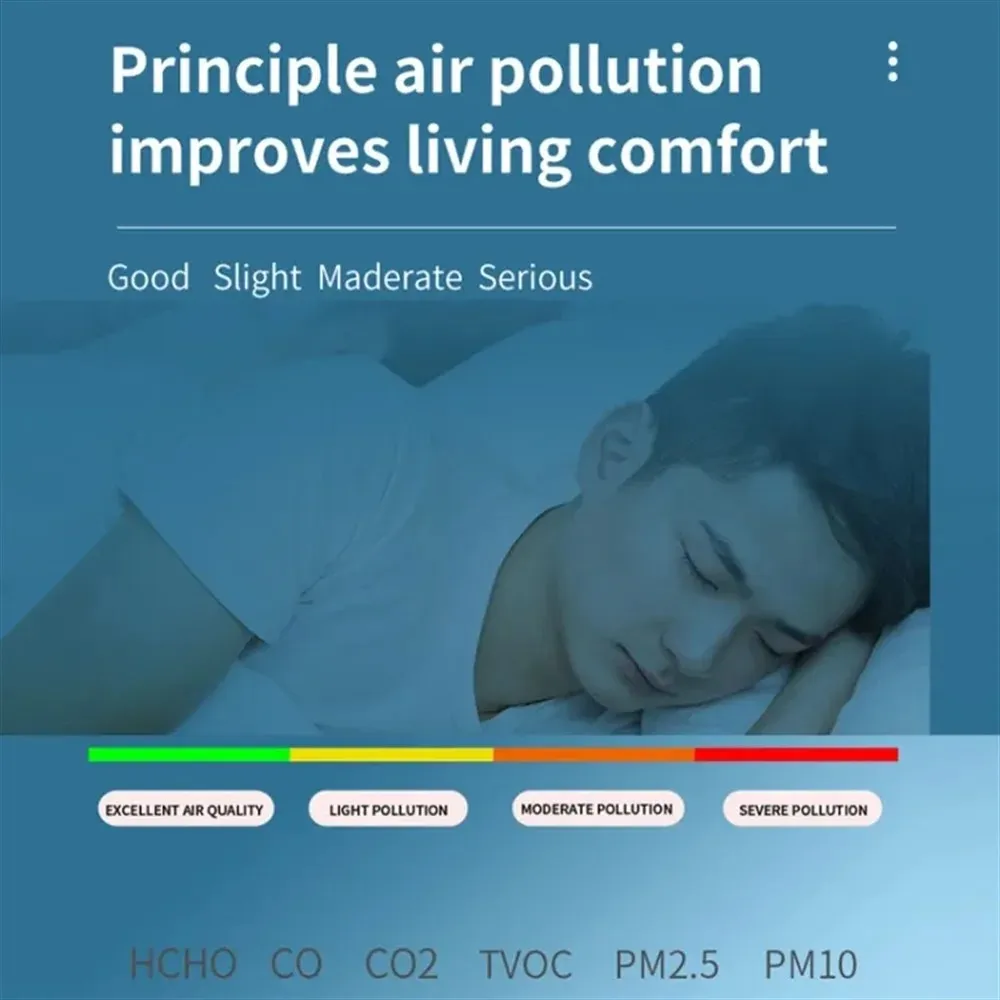 6 In 1 Multifunctional Air Quality Detector Monitor LCD Display Home Indoor Office Wall Mounted Air Quality Tester air quality monitor