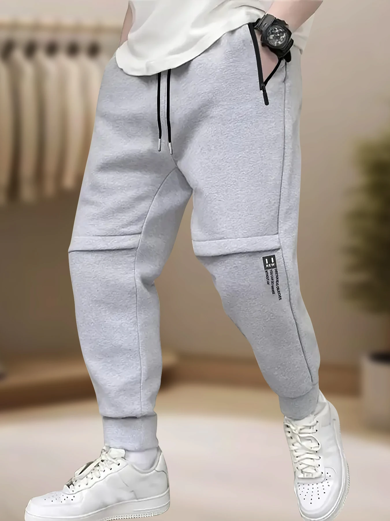 بنطلونات للأولاد، سراويل شتوية مخملية، جيوب بسحاب، بنطلونات رياضية للراحة في المنزل والخارج، نمط سميك، بسيط ومقاس كبير. 7-1