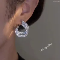 Unique Double Layer Earrings for Women Zircon C-shaped New Fashion Personality Cool Girls Party Accessories Jewellery Women 4