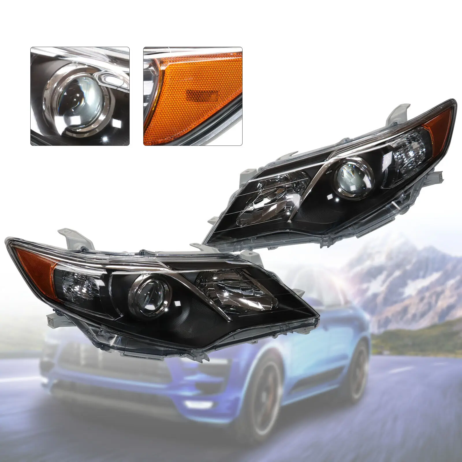 

Fit For Toyota Camry 2012 2013 2014 Halogen Projector Headlight Headlamp Replacement Left / Right Side Clear Lens