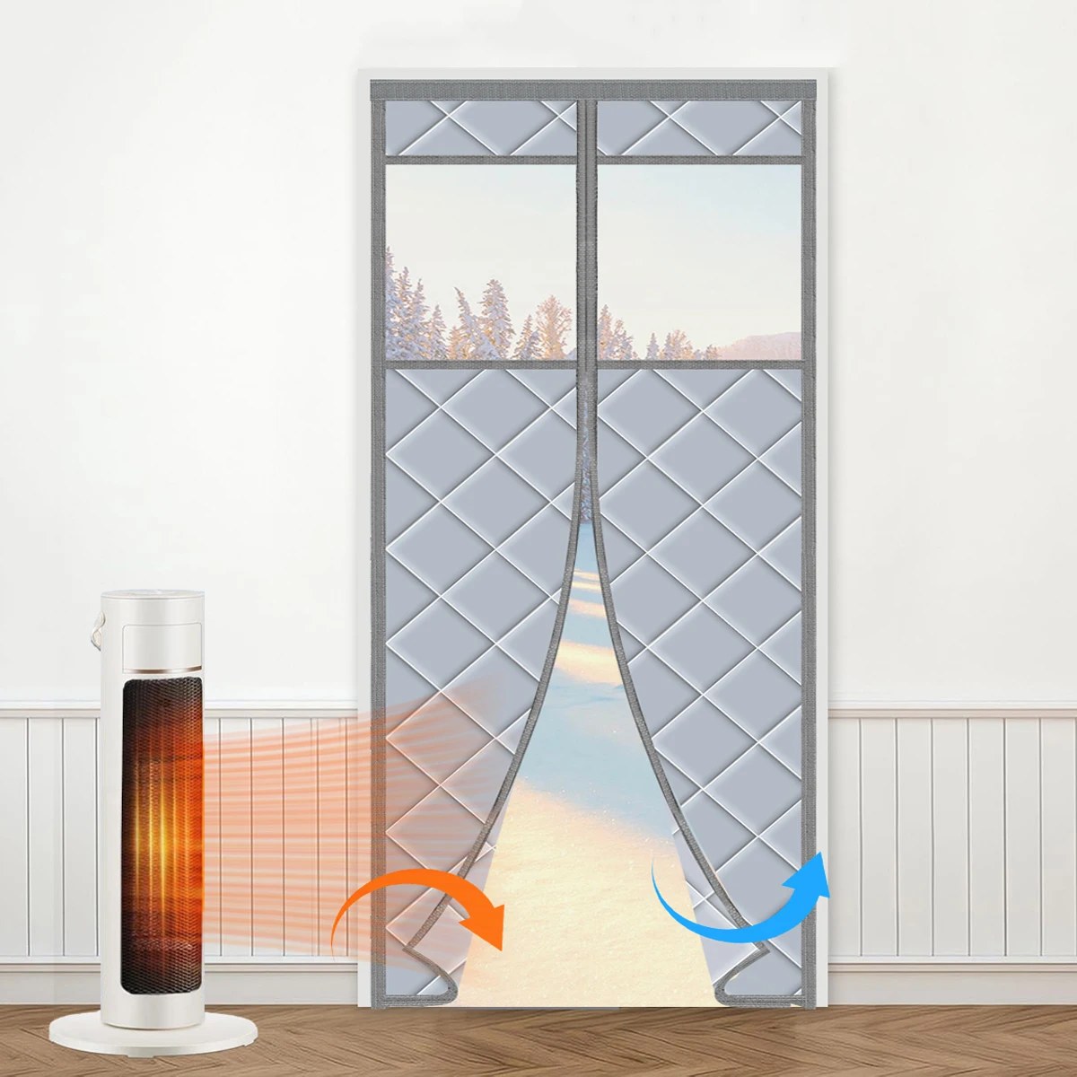Air Conditioning Door Curtains Magnetic Insulated Door Curtains, exterior visible coldhot cover, suitable for bedroom, balcony and living room cold/hot curtain