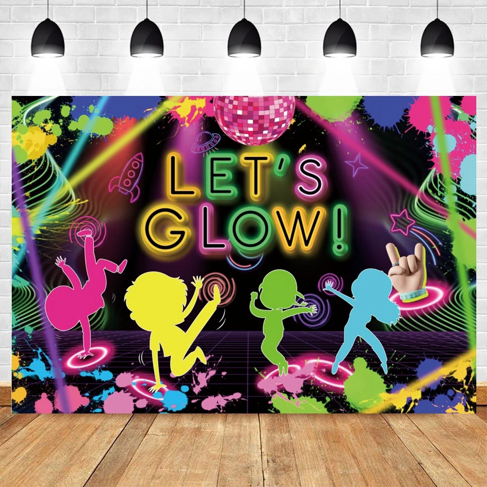 80's 90's Hip Hop Disco Backdrop for Photography Retro Neon