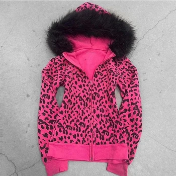 Pink Leopard Zip Hoodie 1