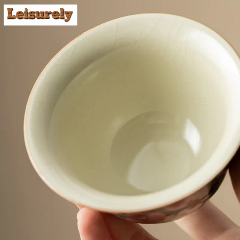 120ml Antique Ru Kiln Porcelain Gaiwan Creative Nine Peach Sancai  Tea Tureen Boutique Tea Maker Cover Bowl Tableware Craft Gift