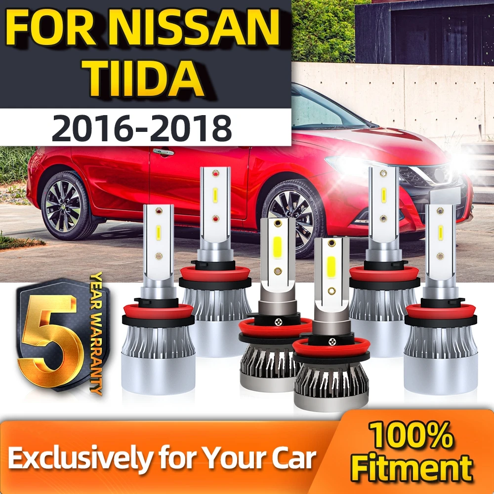 

TEENRAM 3 Pairs CSP LED For Nissan Tiida 110W 6500K Shine White Auto Headlamp Fog Lamp H11 High/Low H11 H11 Year 2016 2017 2018