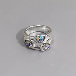 Elegant White Crystal Silver Ring - Perfect for Summer Parties and Gifts (1)