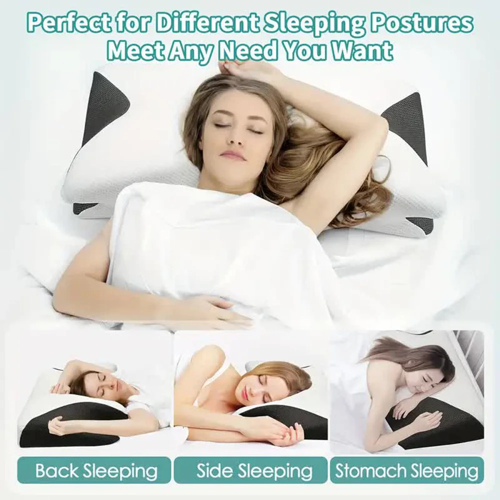 Cervical Support Neck Pillow with Soothing Massage for Restful Sleep 2