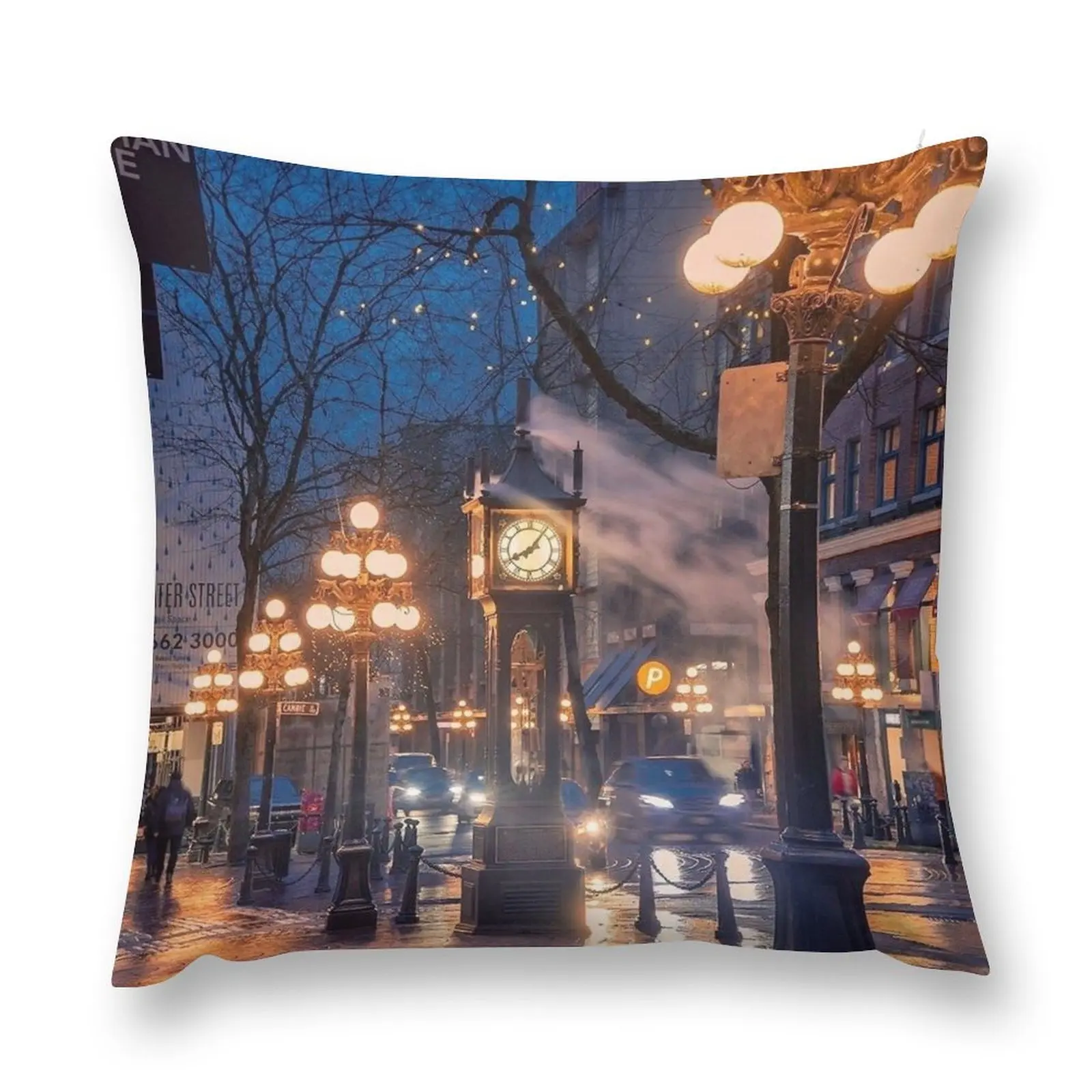 

Vancouver Art - Gastown Steam Clock Poster Throw Pillow covers for pillows Sofa Cushions Cushion Cover Set