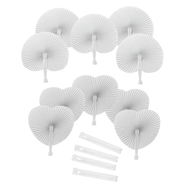 

36Pcs Wedding Party Decoration Heart Shape DIY Painting Festival Hand Fans Wedding Paper Fan Party Gift