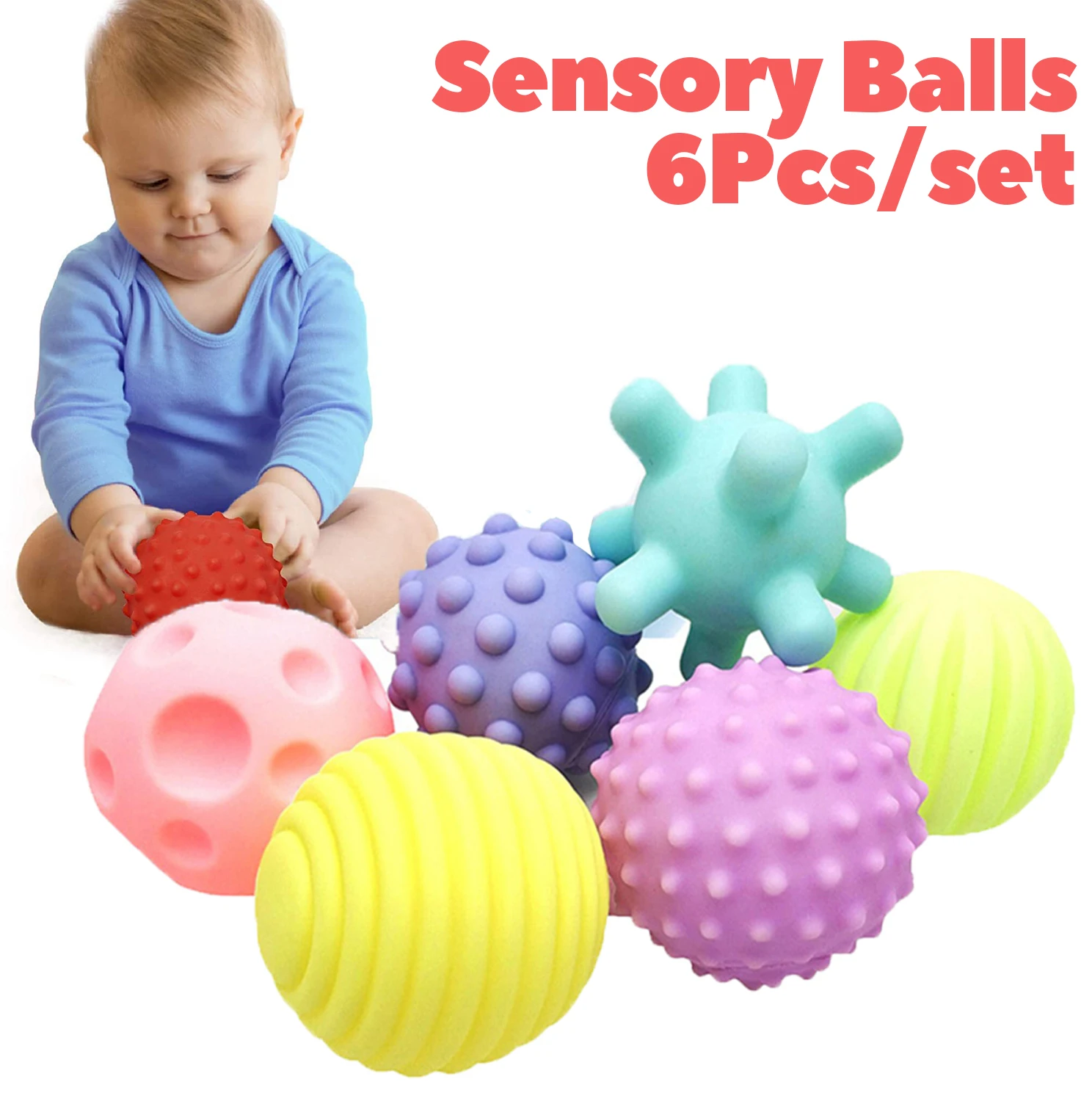 Baby Toy Sensory Balls Set Soft Training Tactile Massage Ball Montessori Toy 6pcs/Set For Newborn 6 12 Months Kids Gift textured balls