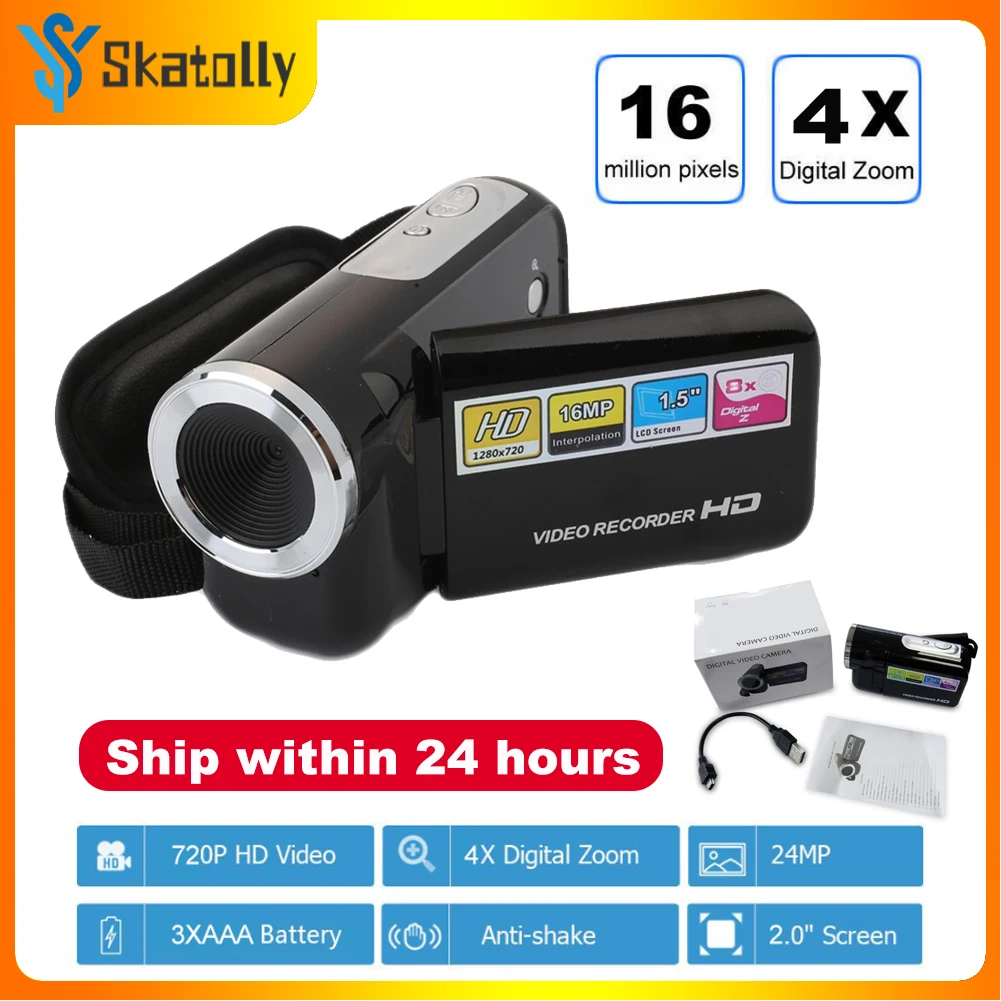New 2.0Inch 720P Digital Camera Camcorder Portable Video Recorder 4X Digital Zoom Display 16 Million Home Outdoor Video Recorder