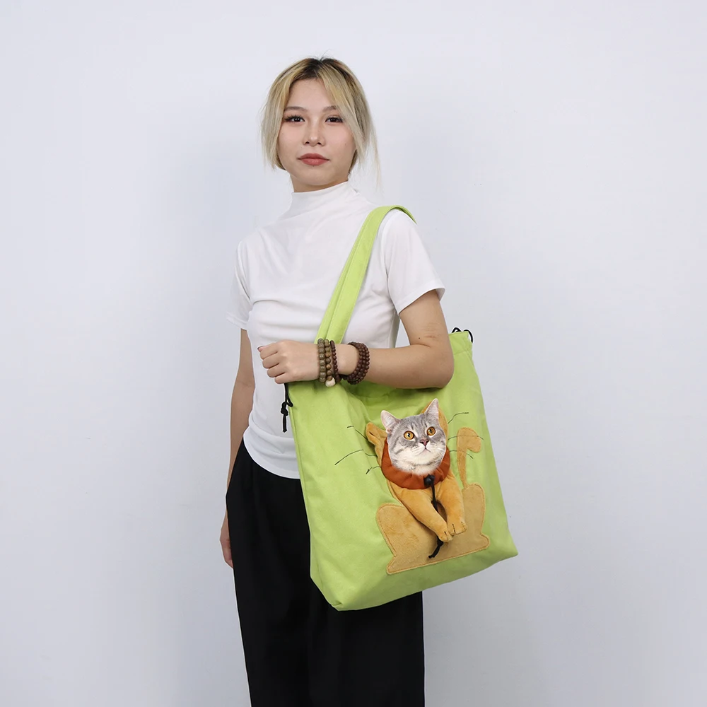 Pet Canvas Handbag Portable Cat Carrying Bag Soft Pet Carrying Outgoing Travel Pets Handbag With Safety Zippers Bag