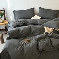 Parure de lit 100 % coton teint en fil, lavée, résistante à la décoloration et aux taches, facile d'entretien, douce, avec taies d'oreiller 6