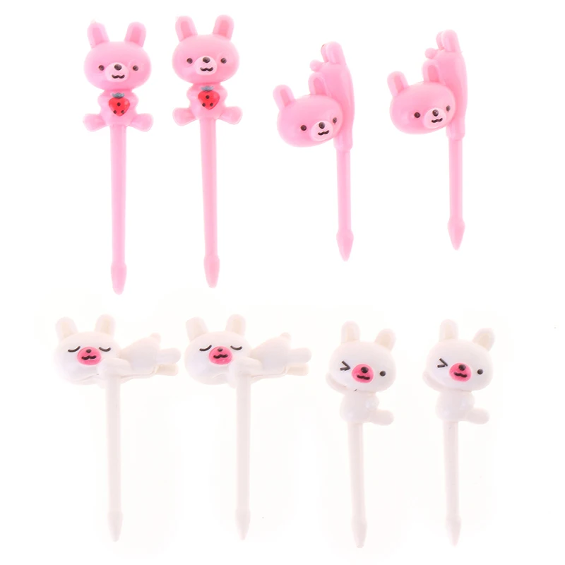 

6/10pcs Animal Farm Dinosaur Fruit Fork Mini Cartoon Children Snack Cake Dessert Pick Toothpick Bento Lunches Party Decoration