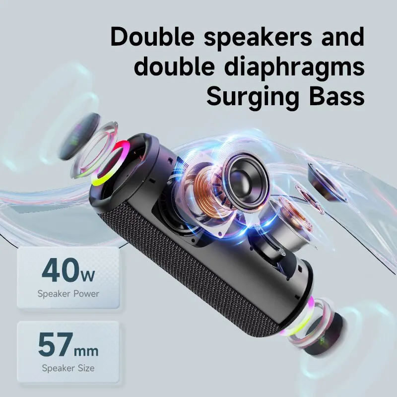 ZEALOT-S49PRO Portable Bluetooth Speaker 20W IPX6 Waterproof Powerful Sound Box Bass Boost Dual Pairing True Wireless Speaker 5