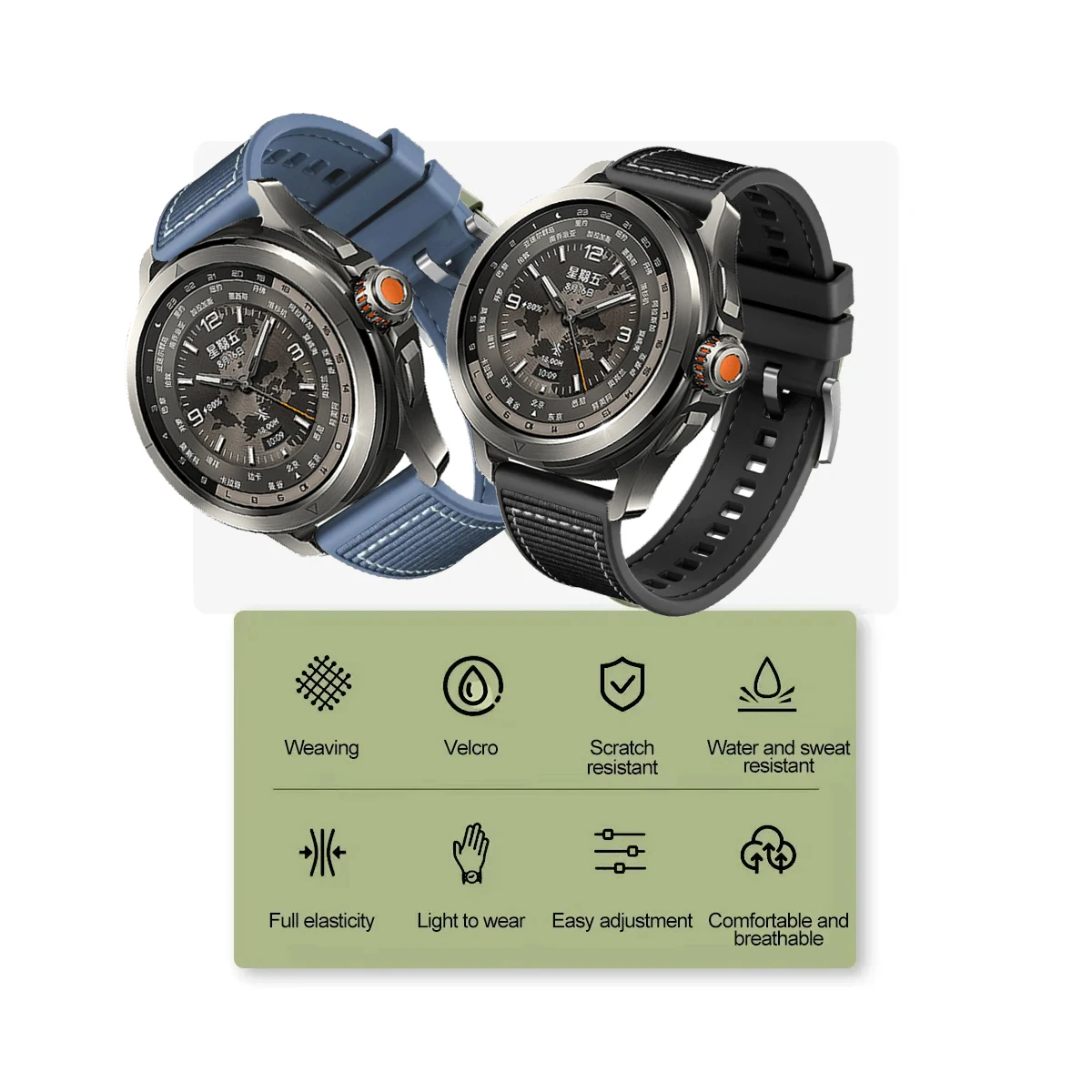 Premium 22mm Composite Silicone Watch Strap - Versatile Wristband Replacement