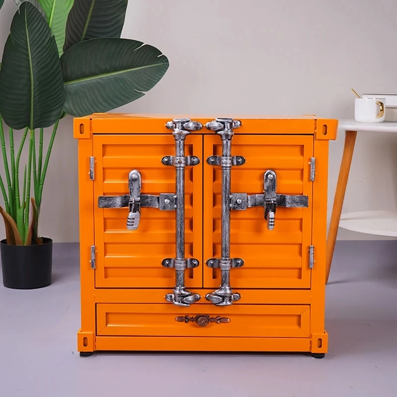 Nordic Small Nightstand Table Kids Storage Metal Modern Bedsides Table Trendy Orange Mesa De Cabeceira Furniture For Bedroom