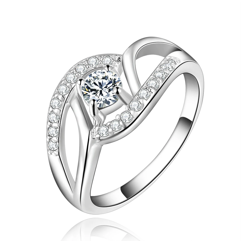 

Beautiful Retre SILVER Ring CZ Zircon Crystal Cute Noble Pretty Fashion Wedding Silver 925 Plated Women Lady Ring Jewelry