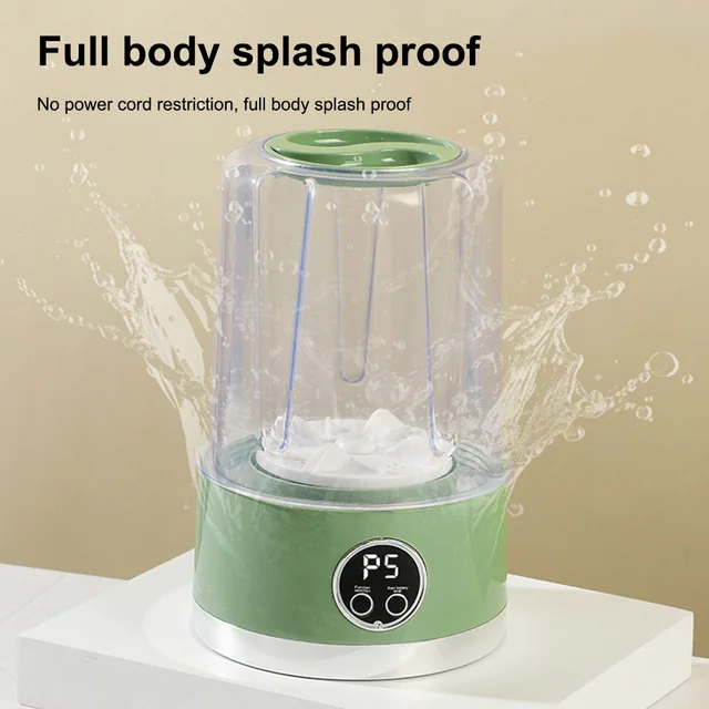 Mini lavatrice portatile da 1000 ml, biancheria intima senza fili, tazza per lavare, tazza per bucato, per appartamento, dormitorio, hotel, viaggi e campeggio 4