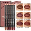 6cps/Set Rozza Velvet Matte Lip Liner,Long-Lasting Waterproof Finish,Non-Fading,Brown,Pink,Purple Shades,Perfect for All Skins 1