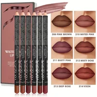 6cps/Set Rozza Velvet Matte Lip Liner,Long-Lasting Waterproof Finish,Non-Fading,Brown,Pink,Purple Shades,Perfect for All Skins 1