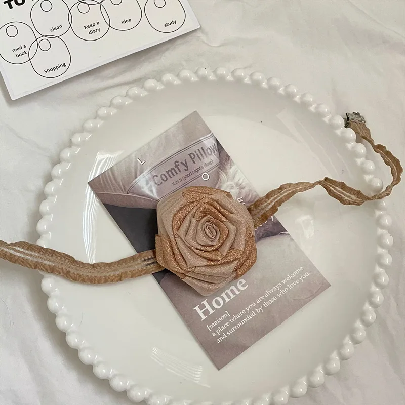 French Exaggerated Style Rose Flower Women Necklace Luxury Fashion Wedding Club Party Clavicle Chain Necklace For Women Jewelry