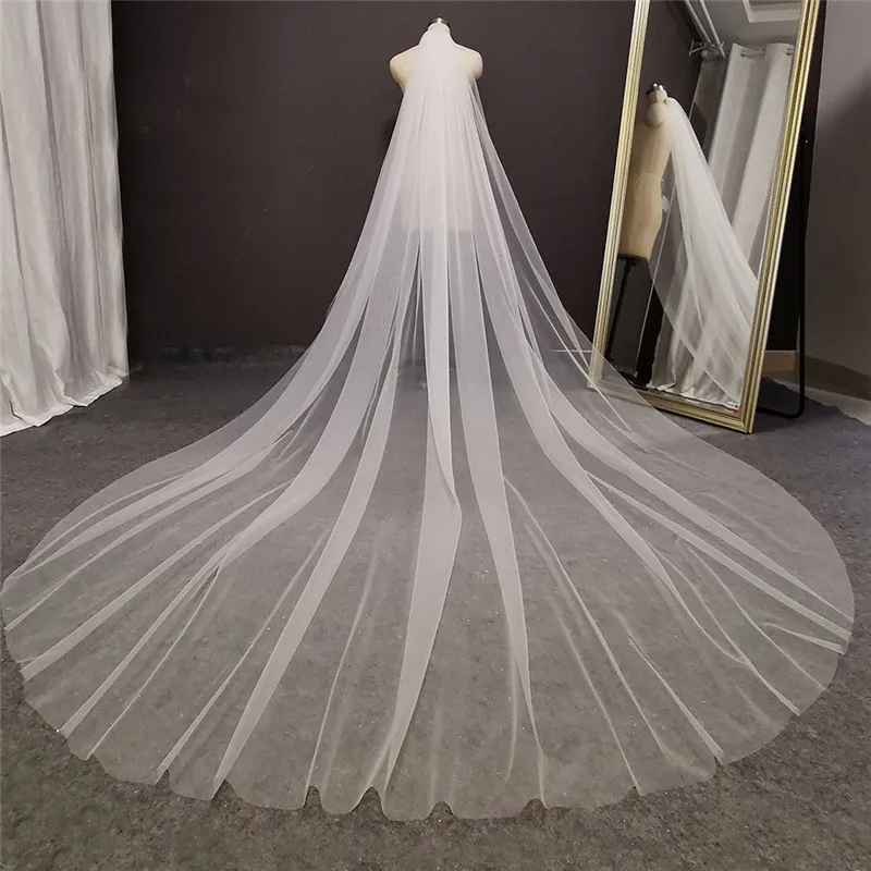 

MANRAY Simple High Quality Soft Tulle Long Wedding Veil with Comb White Ivory Cathedral Bridal Veil Wedding Accessories