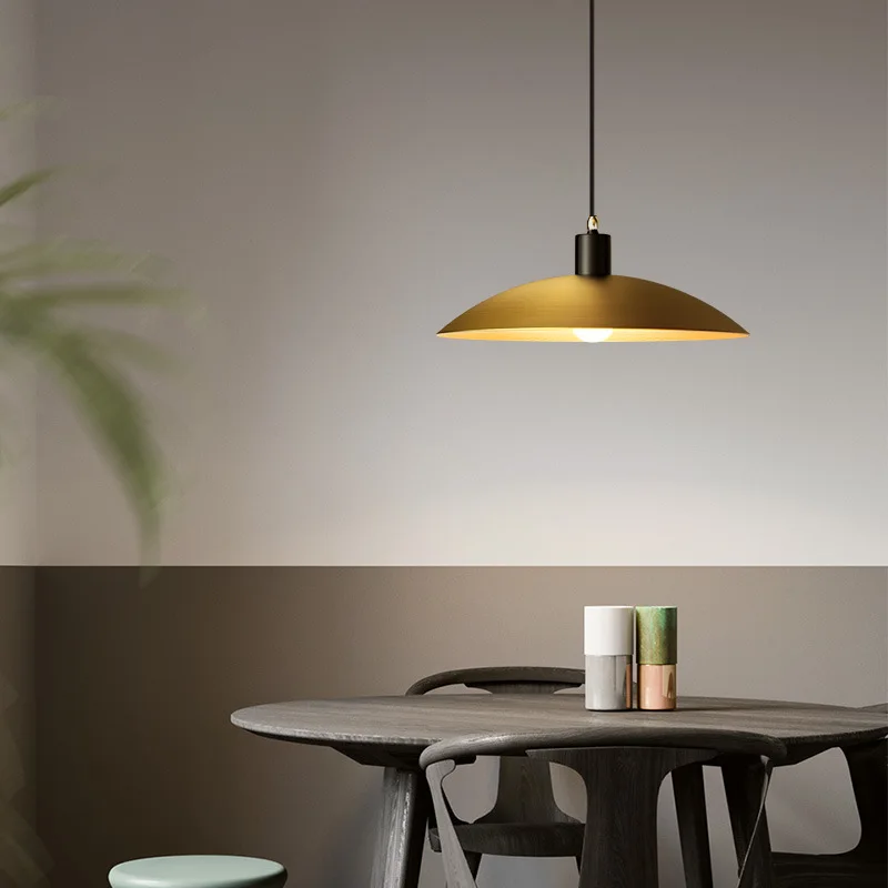 

Nordic single hanging dining room chandelier simple round bedroom full copper lamp bar brass small chandelier