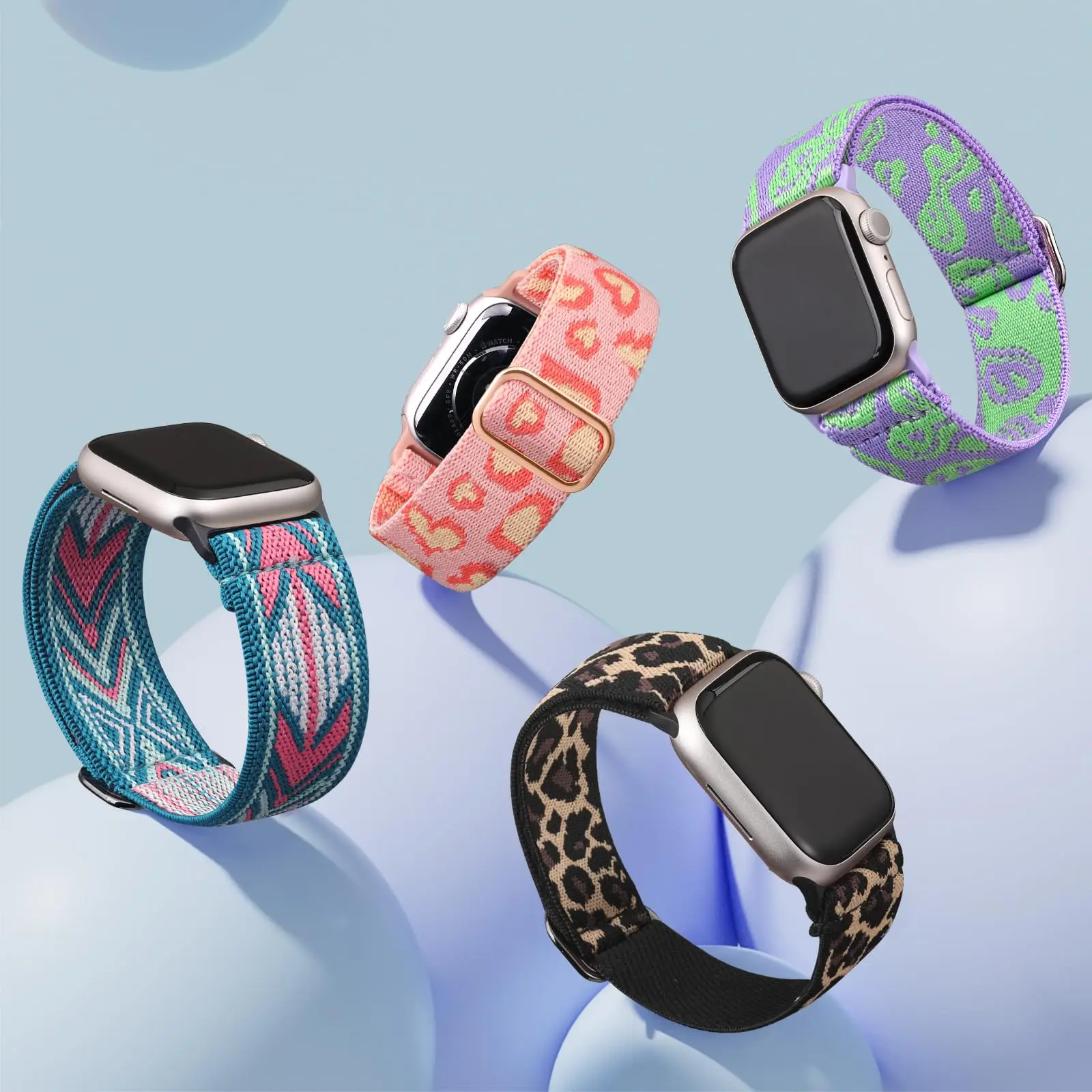 รูปสินค้า สายนาฬิกาไนลอนยืด ปรับขนาดได้ สำหรับ Apple Watch ทุกขนาด