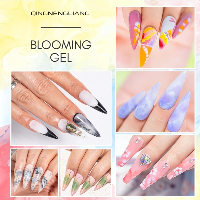RS NAIL 12ml Clear Blooming Gel Nail Polish UV LED Blossom Soak Off Nail Art Polish DIY Design for Gradient Effect Manicure Gel