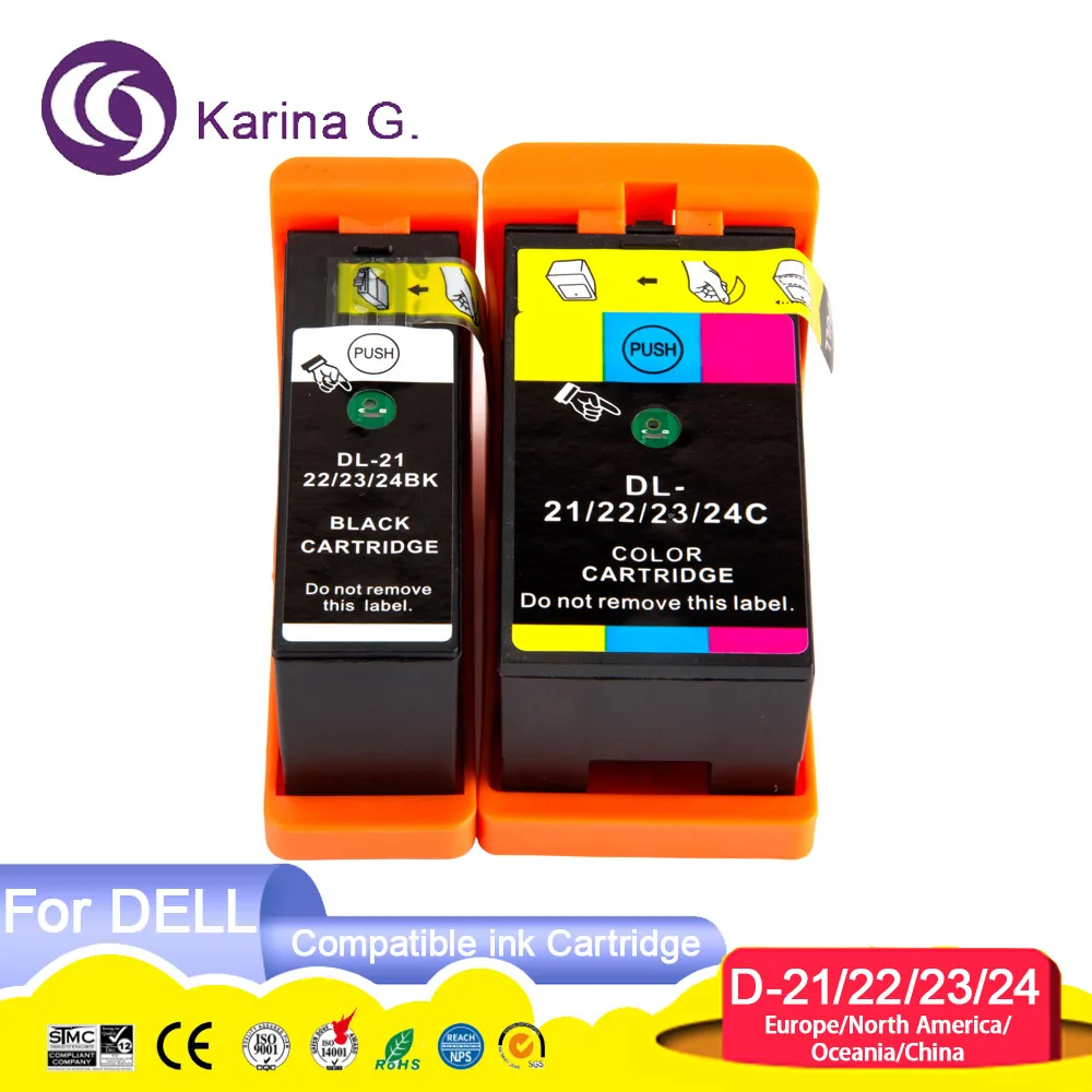 

Картридж для струйного принтера Dell 21 22 23 24 DL21 DL24 Premium Color совместимый с принтером DELL V313/V313W/V515W/P513W/P713W/V715W