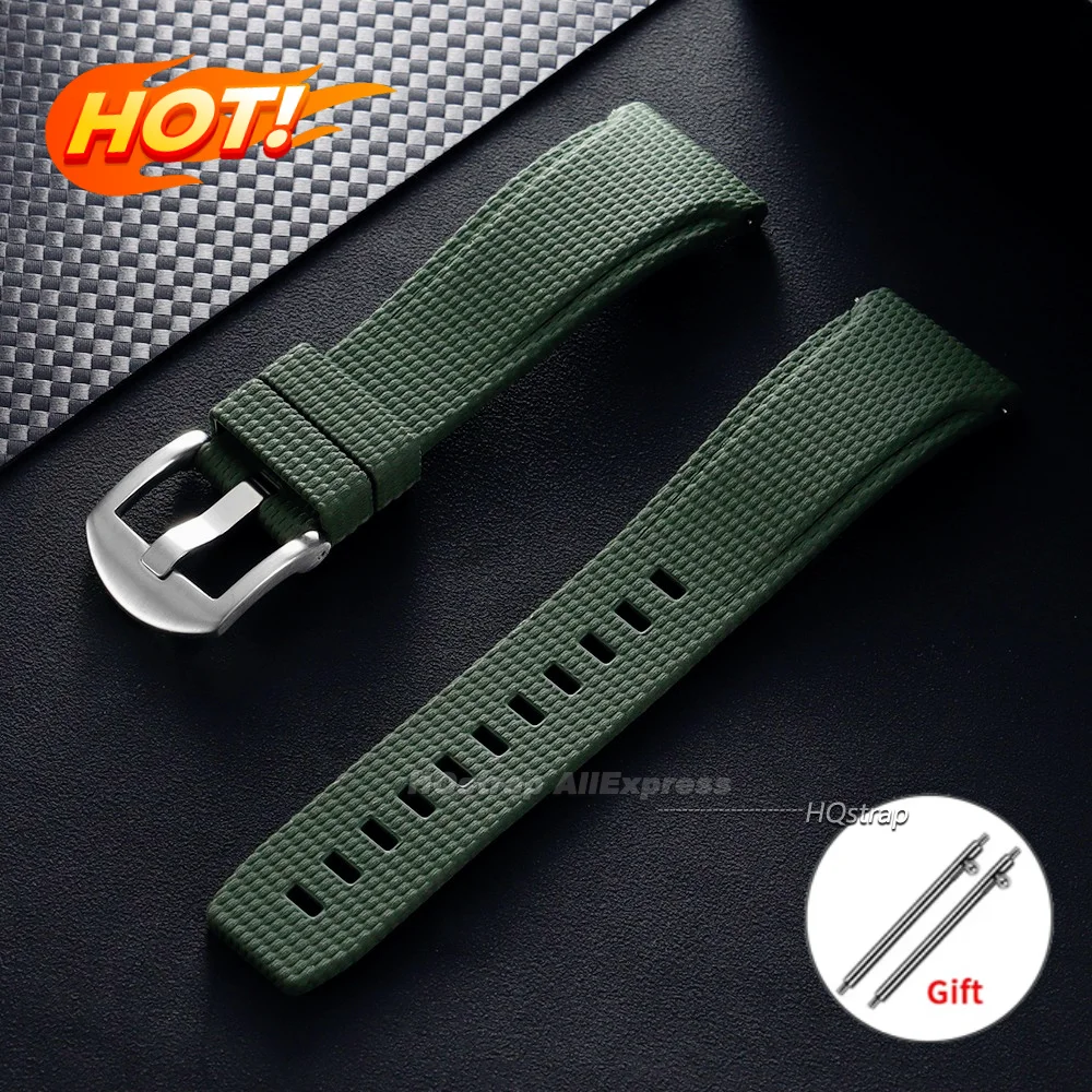 Premium FKM Rubber Waterproof Watch Strap with Curved End - 20/21/22mm