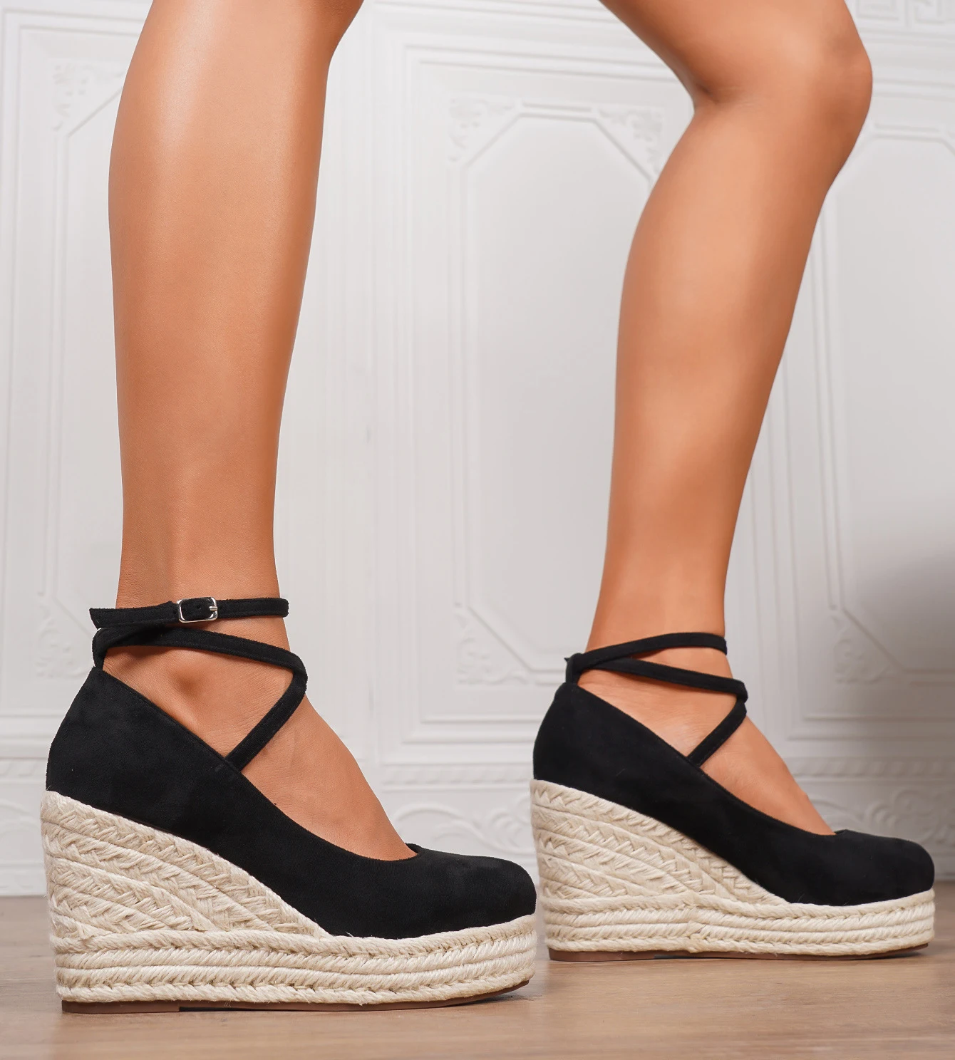 LIHUAMAO 8 색 우아함 웨지 하이힐 espadrilles 신발 여성 메리 제인 펌프 로프 outsole Comfort csaual 샌들 파티