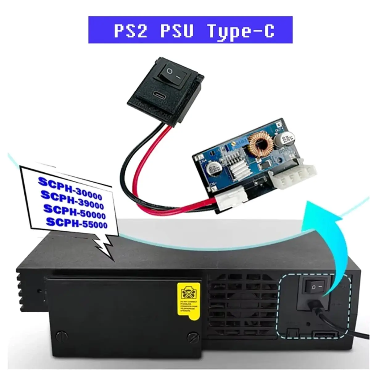 TCE 신형 C타입 PSU 모드 PS2 파워 보드용, PS2 팻 콘솔 5W 전원 공급 보드, PS2 팻 콘솔 액세서리