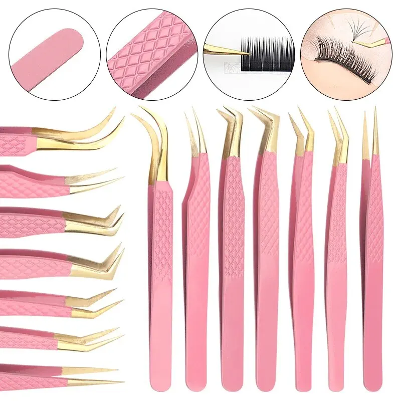 속눈썹 연장을위한 1 Pcs 속눈썹 족집게 스테인레스 스틸 고정밀 정전기 방지 족집게 메이크업 도구 속눈썹 연장