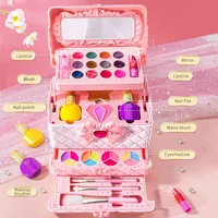 Makeup Toy for Girls Princess Suitcase Box Playing Non-toxic Nail Polish Lipstick Beauty Fashion Children 3 Years Birthday Gifts 3