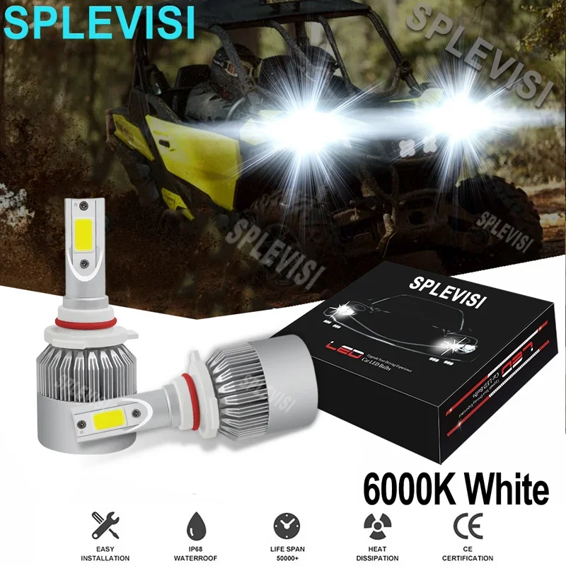

6000K Ultra-Bright Beam 2X 9005 for Can-Am Maverick 1000R: 014 2015 2016 2017 2018 UTV LED Headlight Bulbs