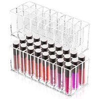 2Pcs 24 Slots Clear Acrylic Lipstick Organizer Rack Smooth Surface Lipstick Storage Cases for Makeup Brush Eyeliners Nail Polish 1
