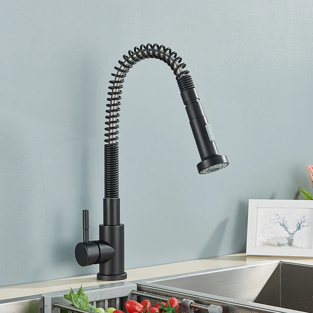 ZYCDP Robinet Cuisine Mural,Robinet D'évier De Cuisine Double Trou En Laiton ,Robinetterie De Cuisine 2 Modes,Robinet Lavabo D'évier Monocommande Eau Froide-Chaude Pour Cuisine,noir